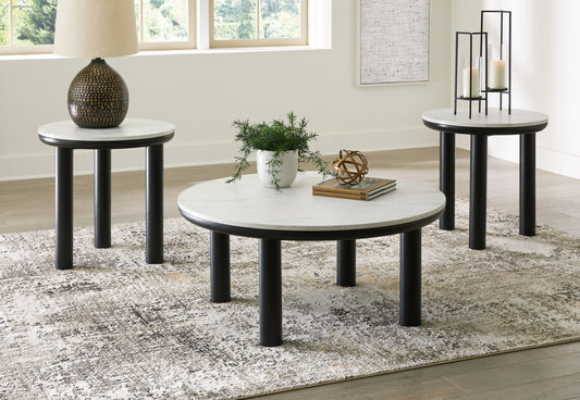 Xandrum - Occasional Table Set (Set of 3) - Black / White