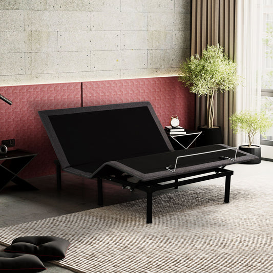 Split King Size Adjustable Bed Base With Wired Remote, Metal Frame