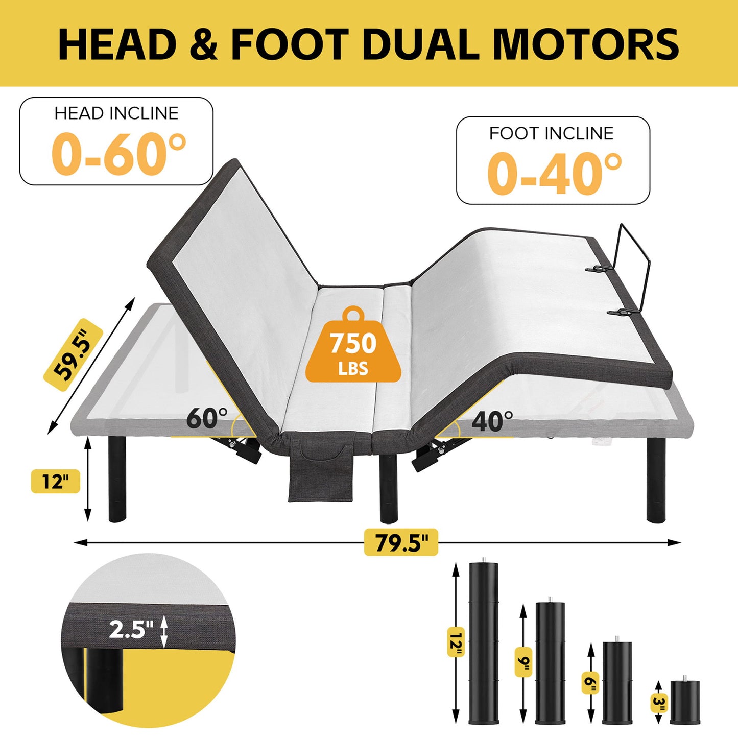 Ergonomic Adjustable Bed, Zero Gravity Base