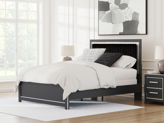 Zuraleus - Queen Upholstered Panel Bed - Black