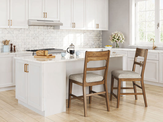 Cabalynn - Upholstered Barstool (Set of 2) - Oatmeal / Light Brown