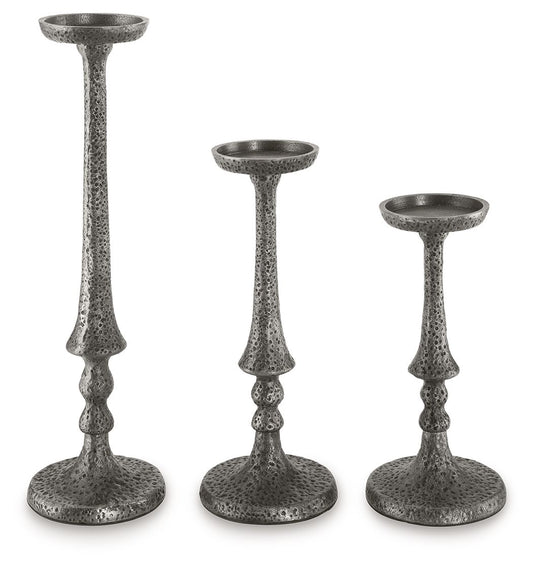 Eravell - Candle Holder Set (Set of 3) - Pewter Finish