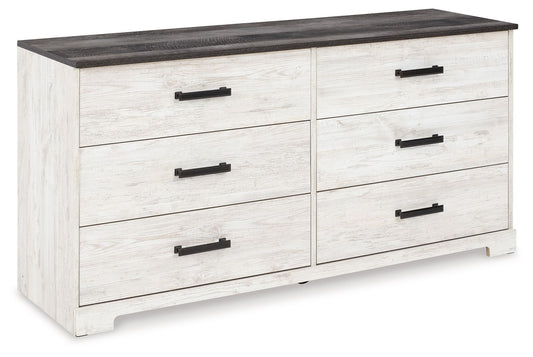 Shawburn - Six Drawer Dresser - Pewter-tone pulls - White / Black / Gray