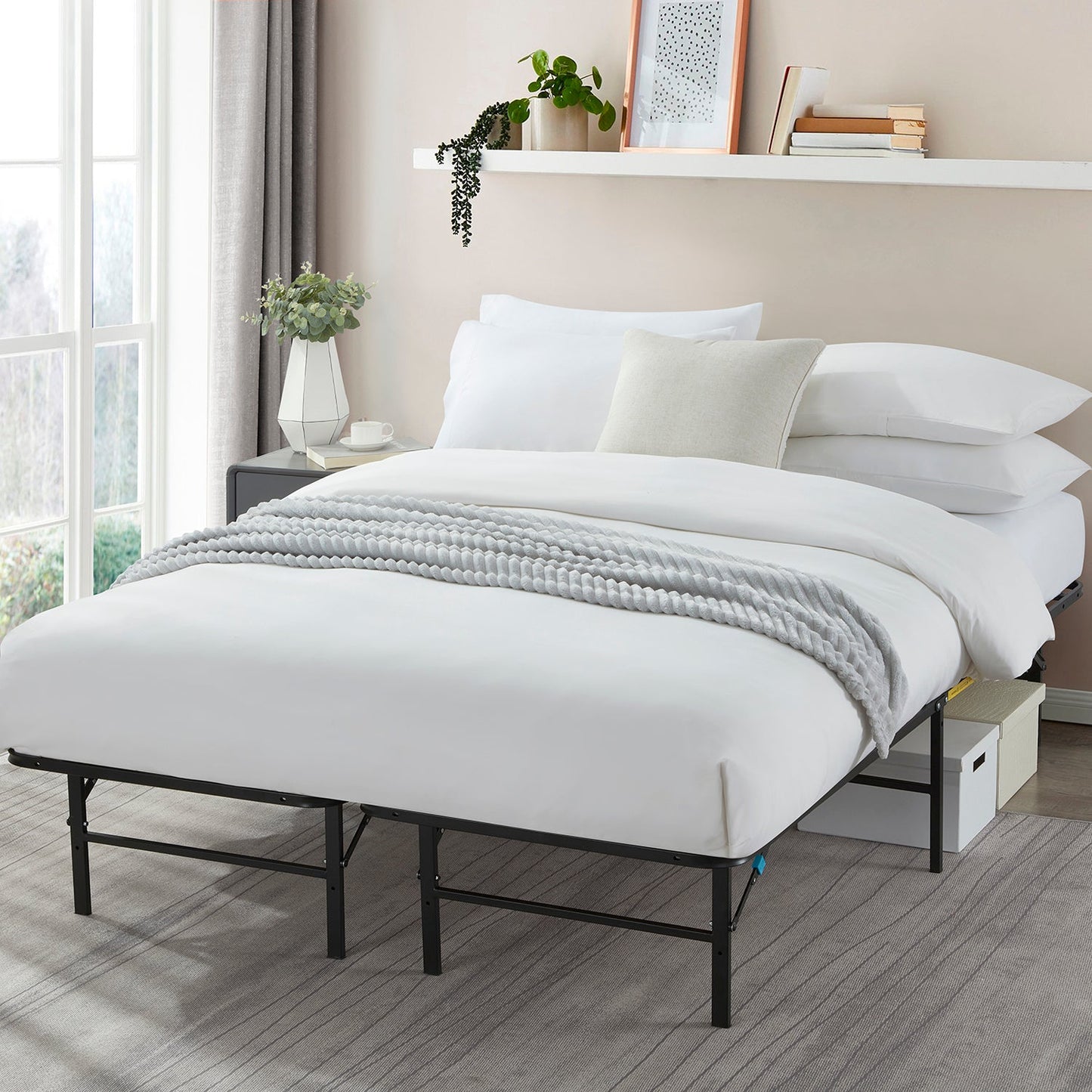 Sleeptone Foldable Metal Platform Storage Bed Frame