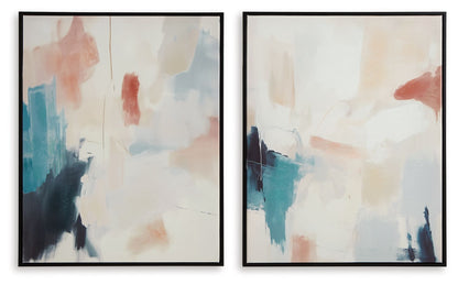 Caldish - Wall Art Set (Set of 2) - Blue / White / Pink