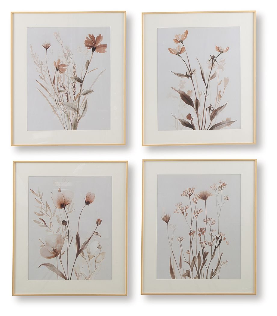 Chettings - Wall Art Set (Set of 4) - Beige / Gray / Blush